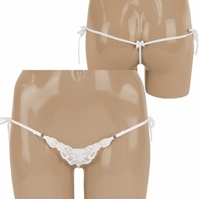 極小フロントレースサイドリボンGスト ホワイト 極小フロントレースサイドリボンGスト ホワイト