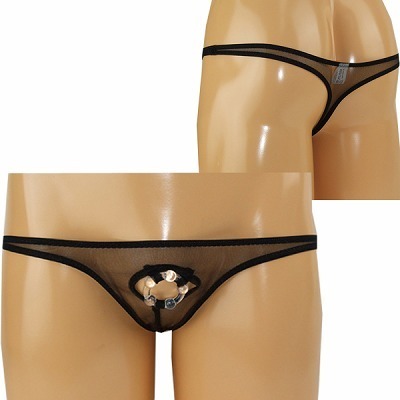 極薄穴あきイボリング付きTバック ブラック 極薄穴あきイボリング付きTバック ブラック