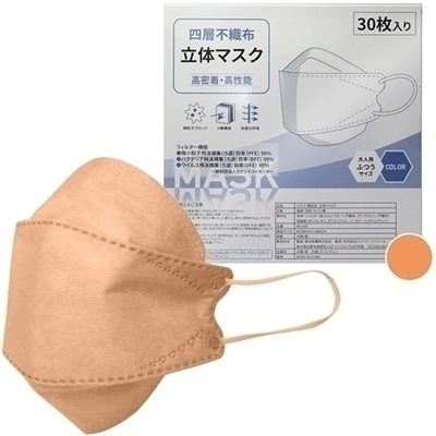 四層不織布立体マスク 30枚入り (アプリコット) 四層不織布立体マスク 30枚入り (アプリコット)